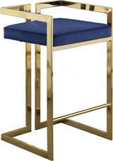 Meridian Furniture - Ezra Velvet Counter Stool Set Of 2 In Navy - 912Navy-C