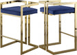 Ezra Velvet Counter Stool Set Of 2 In Navy - 912Navy-C | Meridian