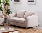 Contemporary 1pc Loveseat Beige Color with Gold Metal Legs Plywood Pocket Springs and Foam Casual Living Room Furniture Home Elegance USA