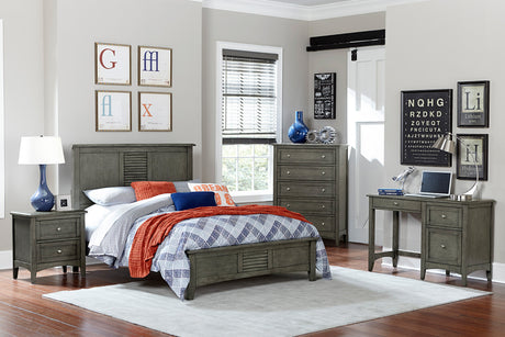 Transitional Style Cool Gray Finish 1pc Queen Size Bed Birch Veneer Wood Bedroom Furniture - Home Elegance USA