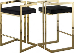 Ezra Velvet Counter Stool Set Of 2 In Black - 912Black-C | Meridian