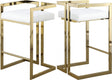 Ezra Faux Leather Counter Stool Set Of 2 In White - 913White-C | Meridian
