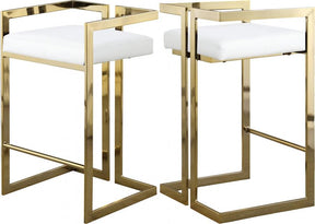 Ezra Faux Leather Counter Stool Set Of 2 In White - 913White-C | Meridian