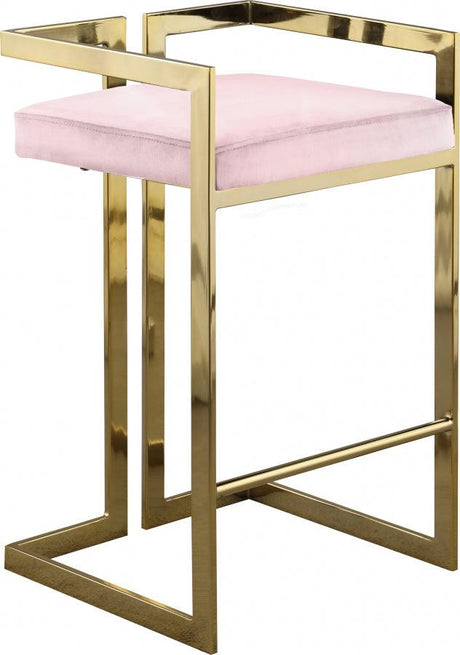 Meridian Furniture - Ezra Velvet Counter Stool Set Of 2 In Pink - 912Pink-C