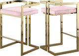 Meridian Furniture - Ezra Velvet Counter Stool Set Of 2 In Pink - 912Pink-C