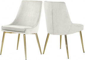 Karina Velvet Dining Chair Set Of 2 In Cream - 783Cream-C | Meridian