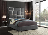 Meridian Furniture - Milan Faux Leather Queen Bed In Grey - Milangrey-Q