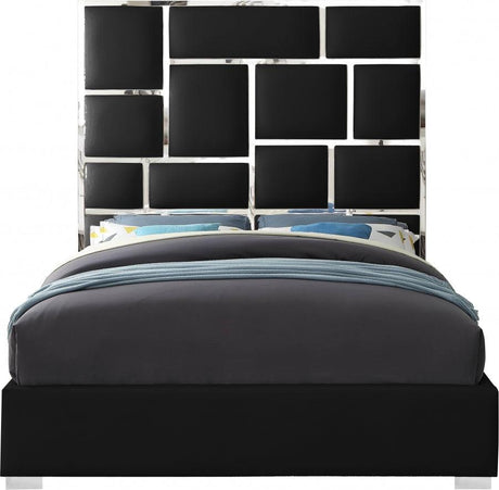 Meridian Furniture - Milan Faux Leather Queen Bed In Black - Milanblack-Q