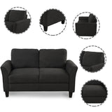 Living Room Furniture Armrest Single chair and Loveseat Sofa (Black) Home Elegance USA