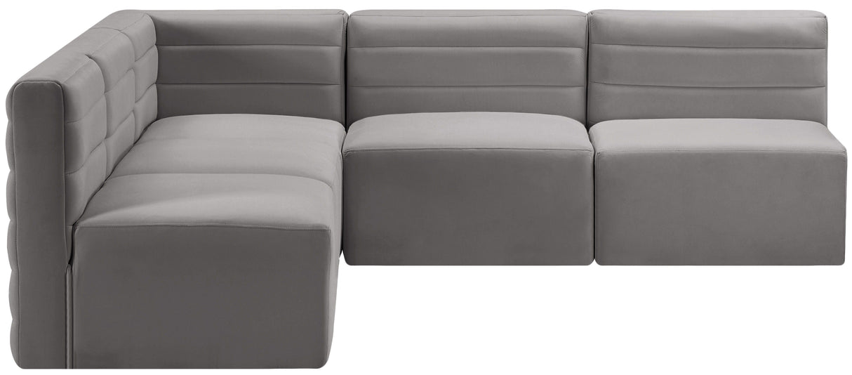 Quincy - Modular Sectional 5 Piece - Grey - Fabric - Modern & Contemporary - Home Elegance USA