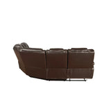 Hong Kong Power Reclining Sectional made with Faux Leather in Brown - Home Elegance USA