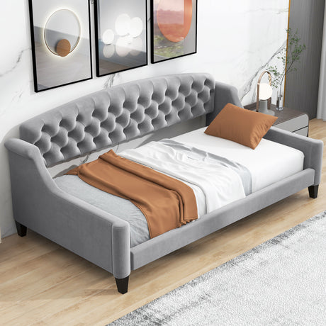 Modern Luxury Tufted Button Daybed,Twin,Gray - Home Elegance USA