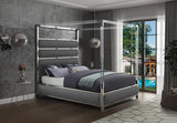 Meridian Furniture - Encore Faux Leather King Bed In Grey - Encoregrey-K