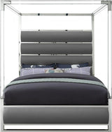 Meridian Furniture - Encore Faux Leather Queen Bed In Grey - Encoregrey-Q