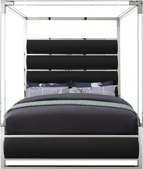 Meridian Furniture - Encore Faux Leather Queen Bed In Black - Encoreblack-Q