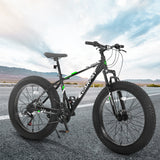 S26109  Elecony 26 Inch Fat Tire Bike Adult/Youth Full Shimano 21 Speed Mountain Bike, Dual Disc Brake, High-Carbon Steel Frame, Front Suspension, Mountain Trail Bike, Urban Commuter City Bicycle