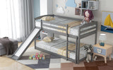 Twin over Twin Bunk Bed with Convertible Slide and Ladder , Gray(Old SKU:WF281725AAE) - Home Elegance USA