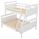 Twin over Full Bunk Bed with ladder, Safety Guardrail, Perfect for Bedroom, White - Home Elegance USA