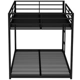 Full over Full Metal Bunk Bed, Low Bunk Bed with Ladder, Black（Old SKU:MF197034AAB） - Home Elegance USA