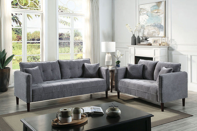 Lynda - Sofa & Loveseat - Dark Gray - Home Elegance USA