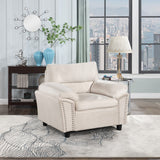 1 Seater Cloud Sofa Velvet Couch for Living Room, Bedroom, Office Beige Home Elegance USA