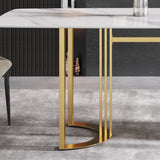 63"Modern artificial stone white curved golden metal leg dining table - 6 people - W1535S00182 - image - 8