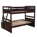 Twin over Full Bunk Bed with Storage - Espresso(OLD SKU :LP000022AAP) - Home Elegance USA