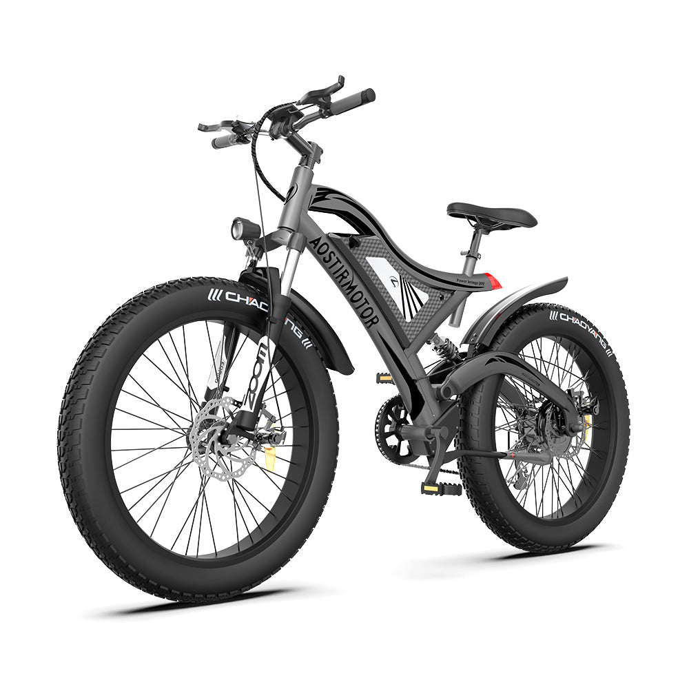 AOSTIRMOTOR S18 26" 750W Electric Bike Fat Tire 48V 15AH Removable Lithium Battery for Adults - S18 - GREY - Home Elegance USA - 17