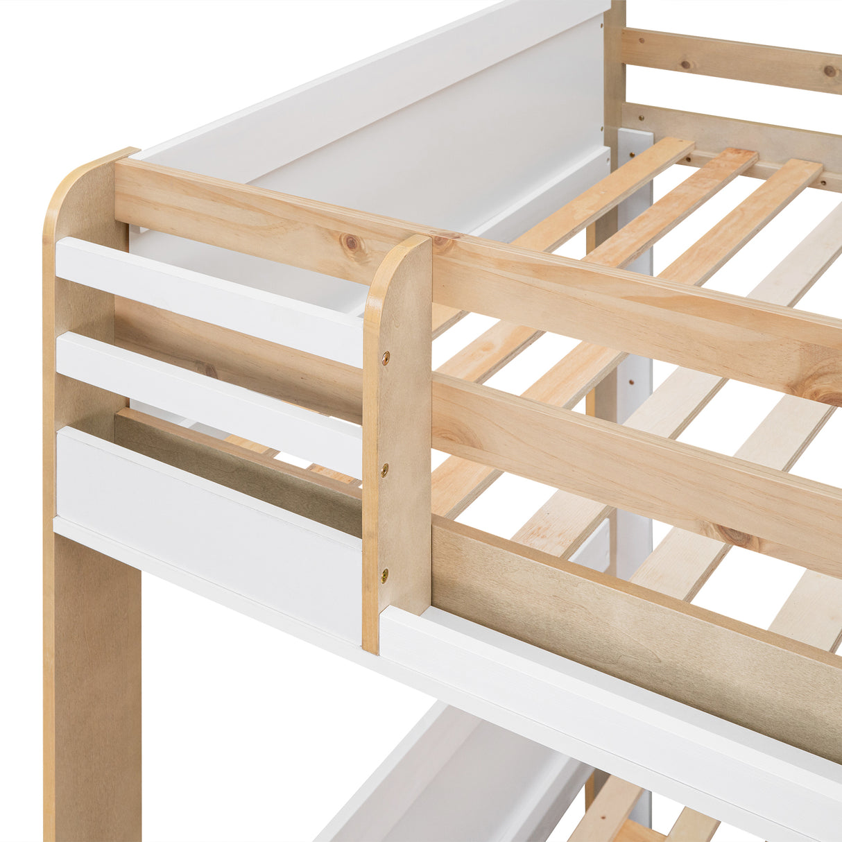 Full over Full Bunk Bed with Storage Shelves, Twin Size Trundle and Ladder, White - Home Elegance USA