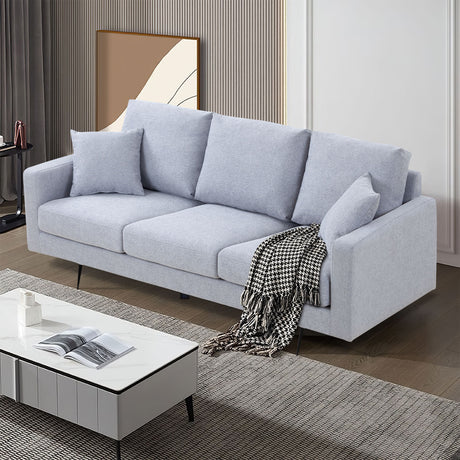 Modern Three Seat Sofa Couch with 2 Pillows, Light Grey Perfect for Every Occasion Home Elegance USA