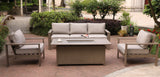 4 Piece Sofa Seating Group with Firepit, Wood Grained