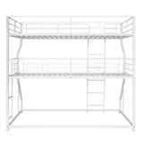 Full XL over Twin XL over Queen Size Triple Bunk Bed with Long and Short Ladder,White - Home Elegance USA