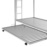 Twin over Twin Bunk Bed with Trundle, Silver - Home Elegance USA