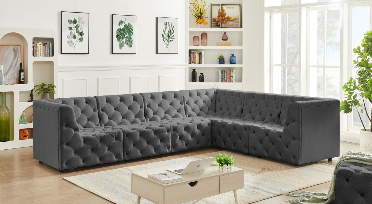 Tuft - Modular Sectional 6 Piece - Gray - Fabric - Home Elegance USA