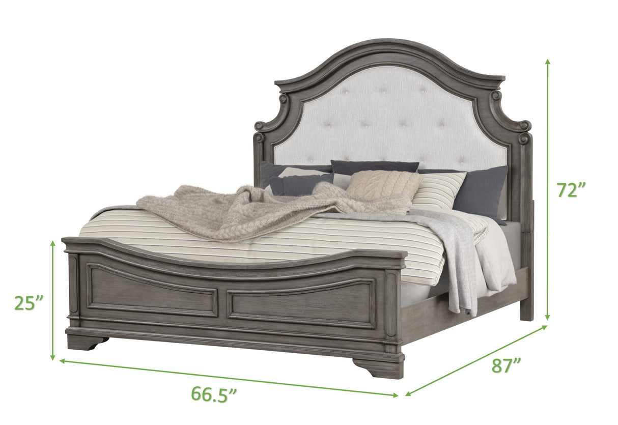 Grace King Bed in Gray - Home Elegance USA