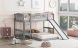 Twin Over Twin Bunk Bed with Slide and Ladder, Gray(OLD SKU :LP000514AAE) - Home Elegance USA