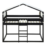 Twin Over Twin Bunk Bed Wood Bed with Tent, Espresso - Home Elegance USA