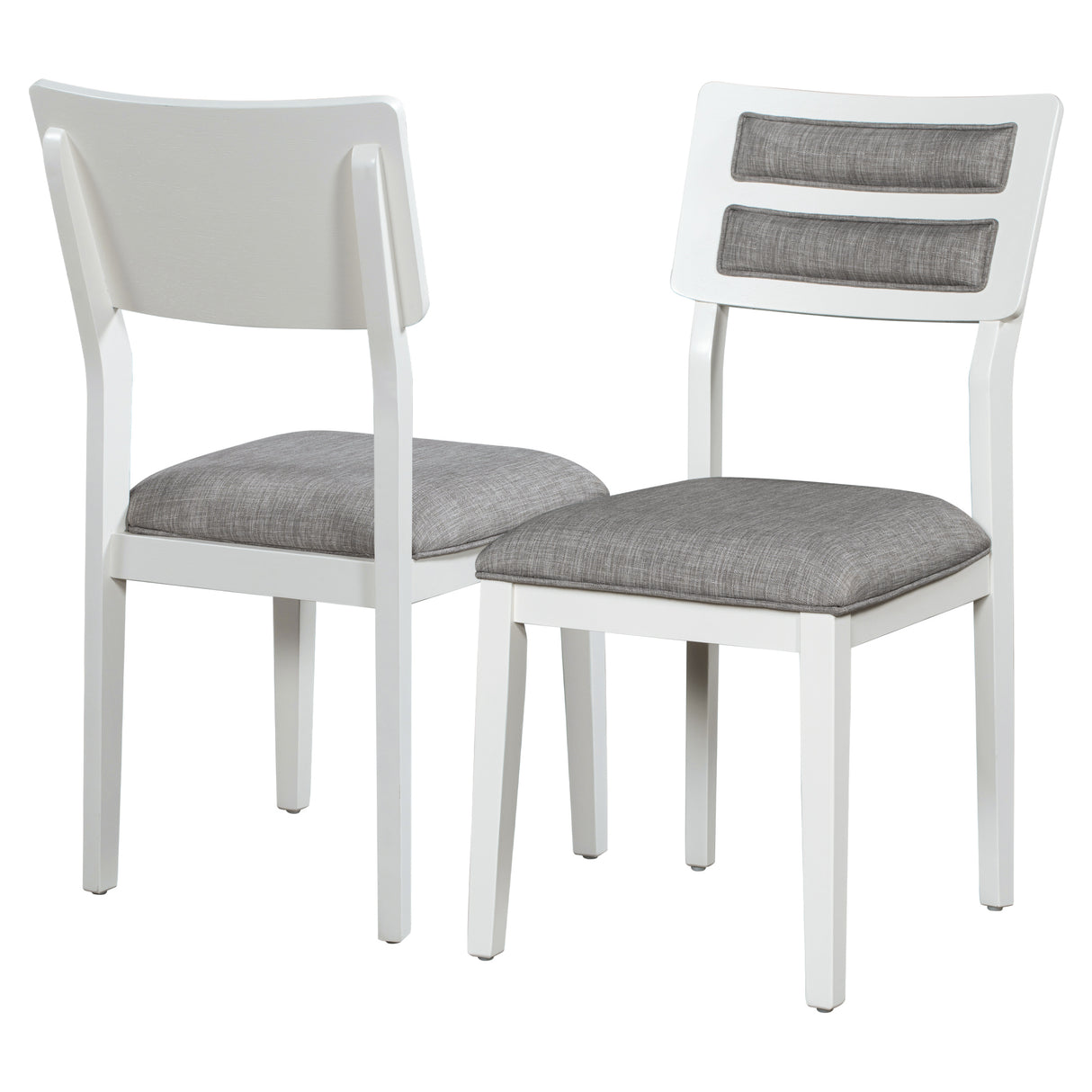 TREXM Classic and Traditional Style 6 - Piece Dining Set, Includes Dining Table, 4 Upholstered Chairs & Bench (White+Gray) - Home Elegance USA