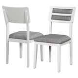 TREXM Classic and Traditional Style 6 - Piece Dining Set, Includes Dining Table, 4 Upholstered Chairs & Bench (White+Gray) - Home Elegance USA