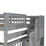 Full Over Full Bunk Bed with Shelves and 6 Storage Drawers, Gray(Old SKU：LP000046AAE) Home Elegance USA