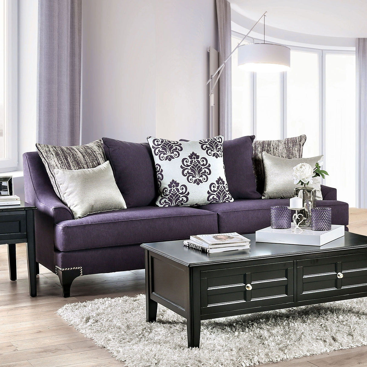 Sisseton - Sofa & Loveseat - Purple - Home Elegance USA