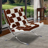 Horsehair Real Leather Lounge chair and Ottoman Home Elegance USA