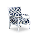 Spindle Chair, White, Navy Moroccan Tile - Home Elegance USA