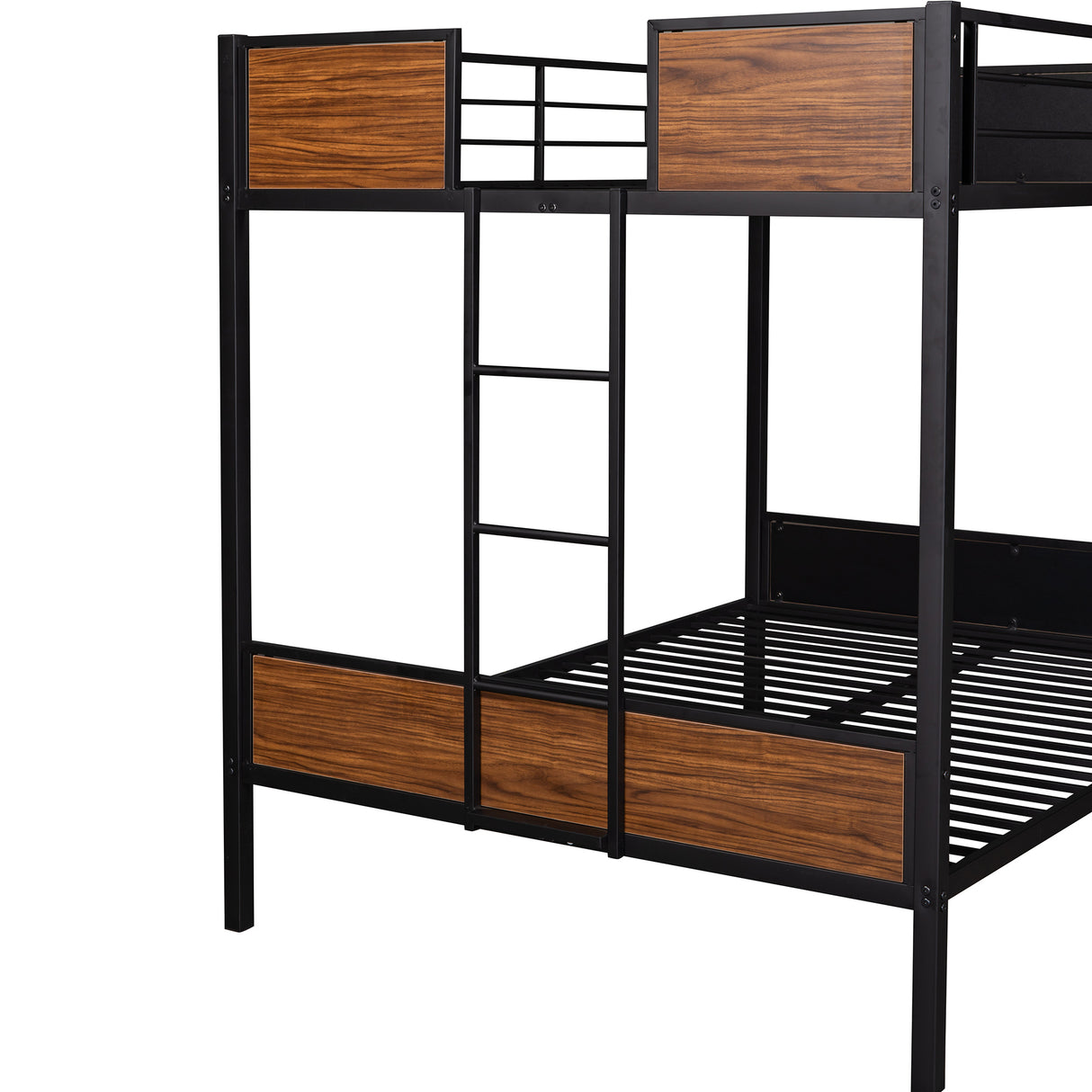 Full-over-full bunk bed modern style steel frame bunk bed with safety rail, built-in ladder for bedroom, dorm, boys, girls, adults(OLD SKU: MF190840AAD) - Home Elegance USA
