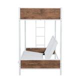 Twin-Over-Futon Bunk Bed, Metal Futon Bunk Bed Frame with Guardrails and Ladder(White)(OLD SKU:LP000096AAK) - Home Elegance USA