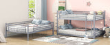 Full-Full-Full Metal  Triple Bed  with Built-in Ladder, Divided into Three Separate Beds,Gray - Home Elegance USA