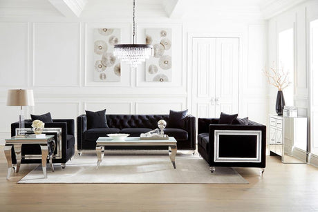 Delilah - 3 Piece Living Room Set - Black - Home Elegance USA