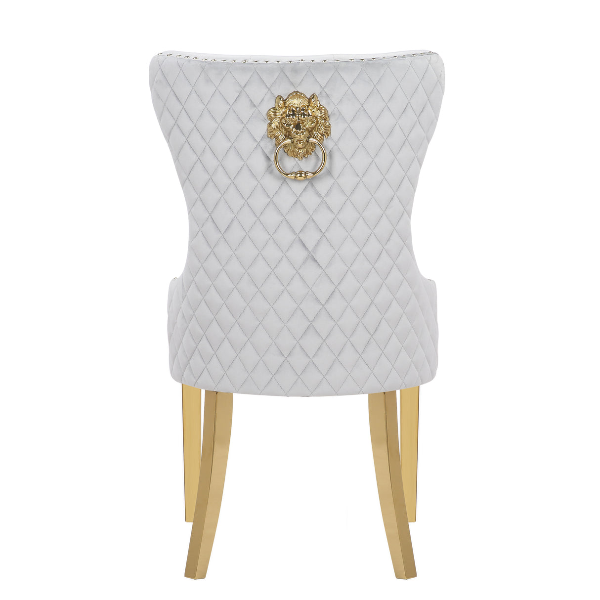 Simba Gold 2 Piece Dinning Chair Finish with Velvet Fabric in Light Gray - Home Elegance USA