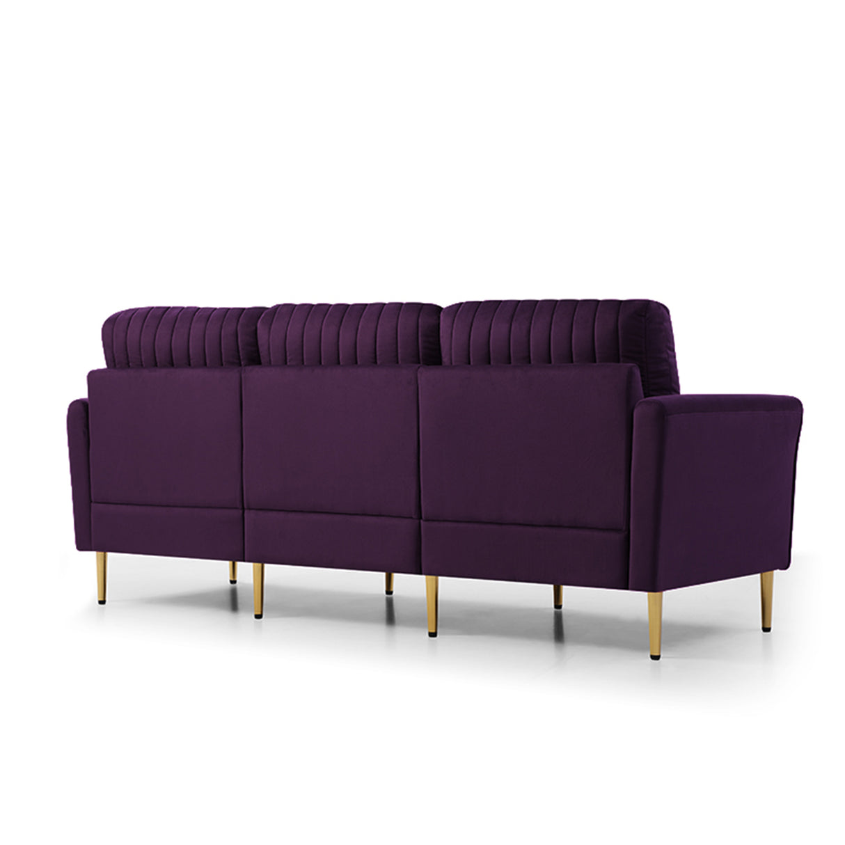 3 - Piece Sectional Sofa Set, Modern Velvet Upholstered Sofa Couch with Sturdy Metel Legs for Living Room, Apartment, 3 - Seater Sofa + 2 Piece Loveseat Sofa, Purple | Home Elegance USA