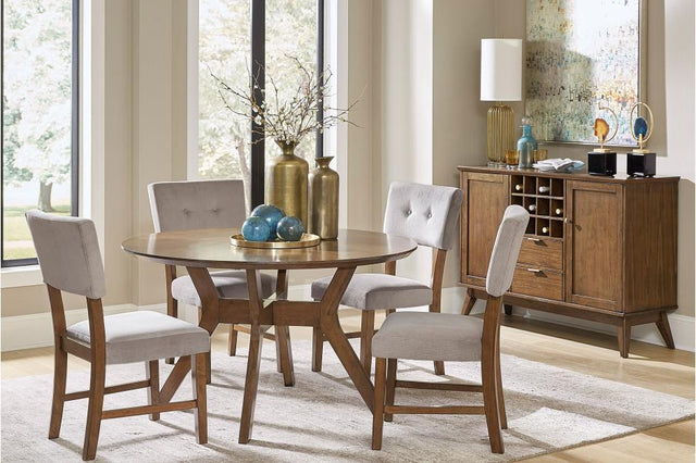 Homelegance - Edam Brown 6 Piece Round Dining Room Set - 5492-52-6